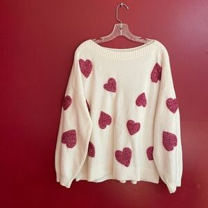 Loft Hearts Sweater XL
